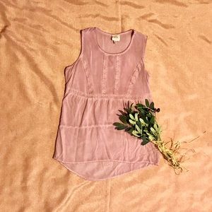 Knox Rose Sleeveless Blouse with Lace Trim